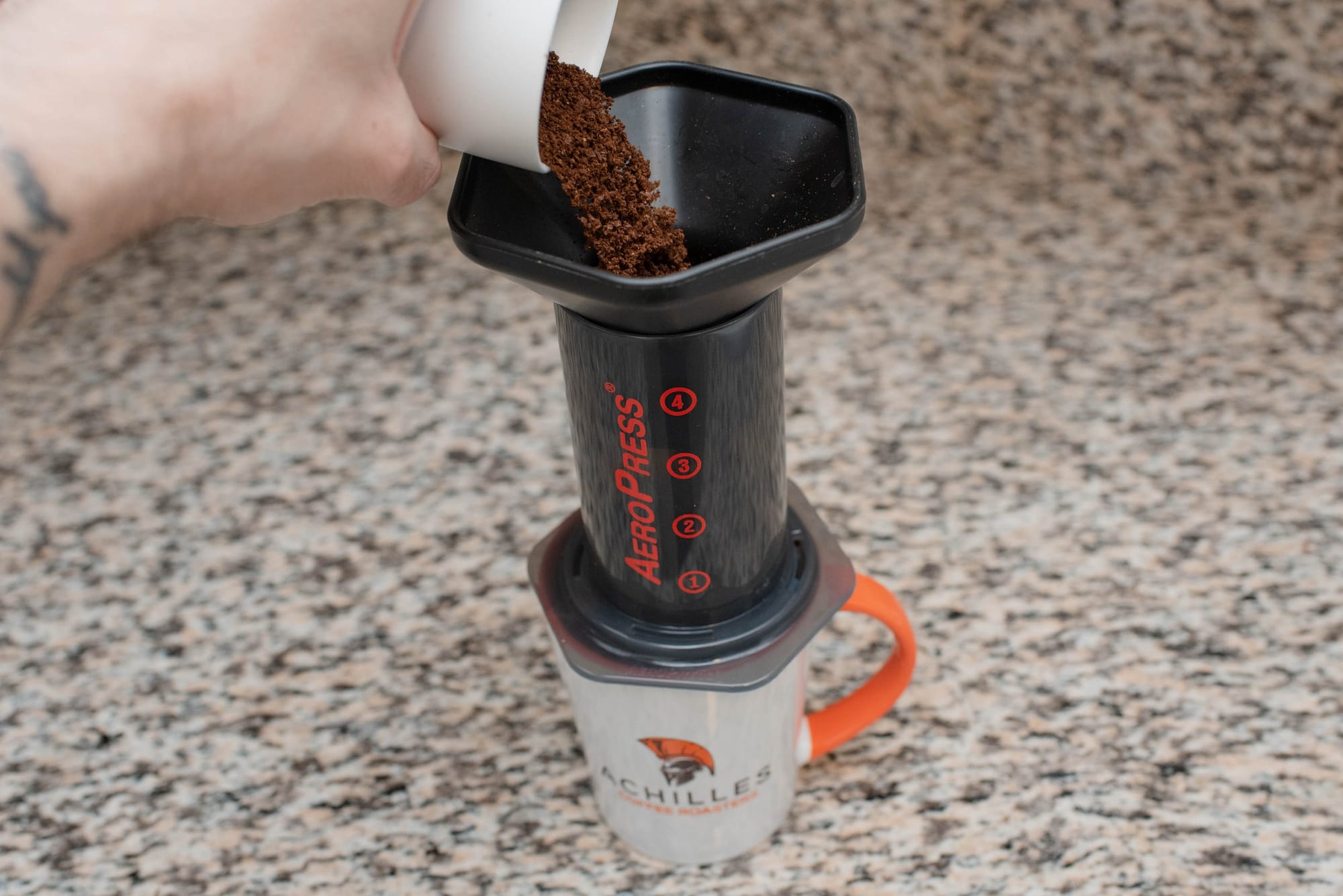 Pour Grounds in AeroPress
